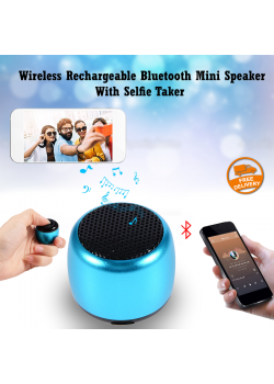 Multi-Color Coin-Sized Aluminum Wireless Rechargeable Bluetooth Mini Speaker With Selfie Taker, AMS01